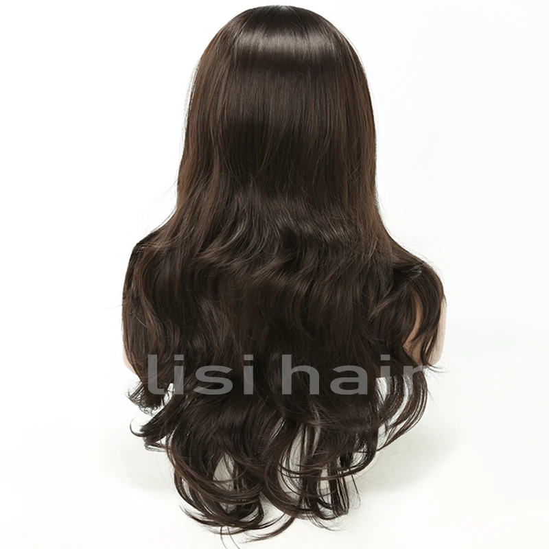 LISI HAIR 26 дюймов чистый черный цвет длинные вьющиеся синтетические парики на кружеве афро-американские для женщин волосы темно-коричневые