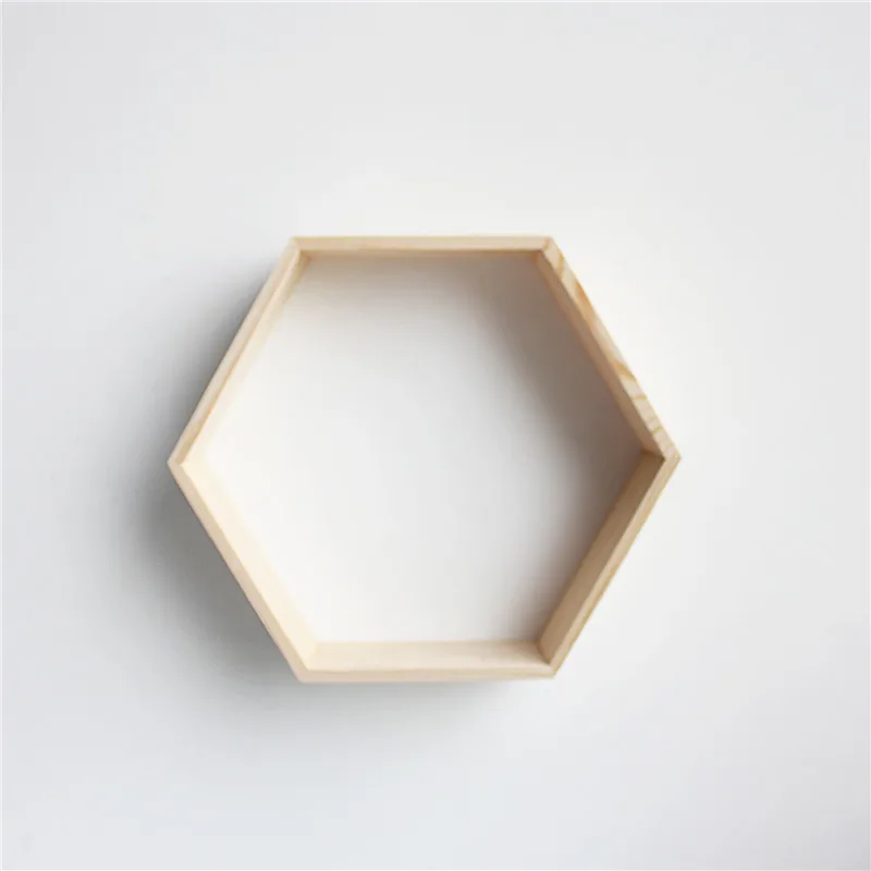 

Baby Room Wooden Hexagonal Shelf Storage Wall Decorations Candy Organization Hanger Photography Props Shelves Storage Decor