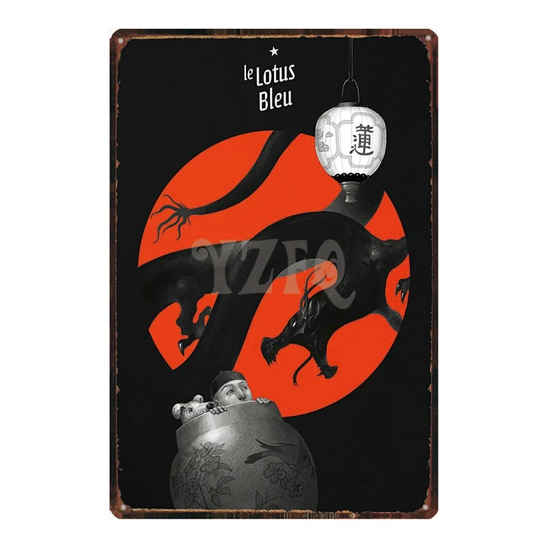 Tintin мультфильм жестяная вывеска металлическая пластина железная живопись детская комната настенный бар кофе домашнее искусство Ремесло Декор 30X20 см DU-2524 - Цвет: DU2534