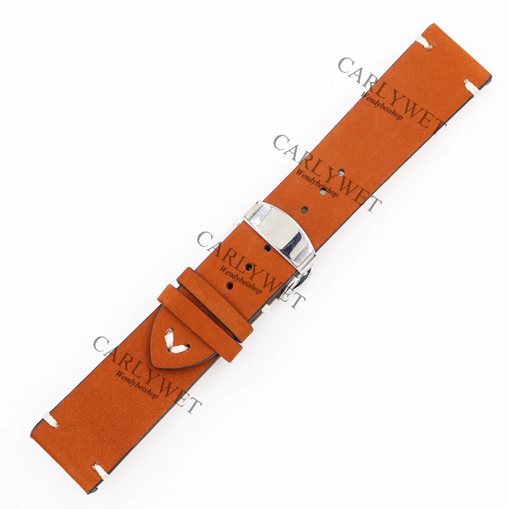 Ремешок сменный CARLYWET для часов винтажный кожаный браслет Rolex Omega Tudor Citizen Samsung