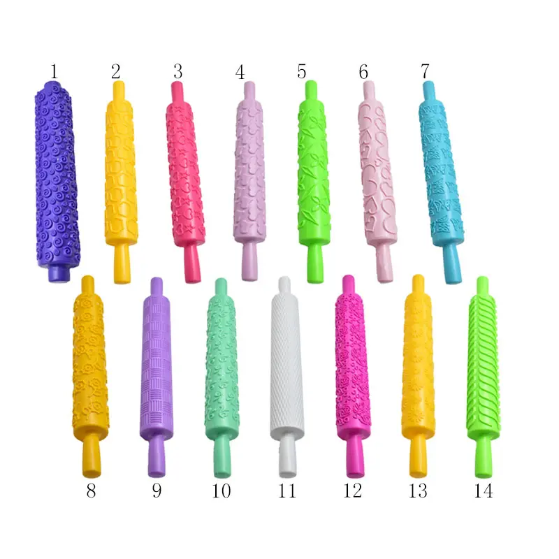 Urijk Pastic антипригарный Fondant Rolling Pin тиснение торт тесто ролик украшения ремесла DIY