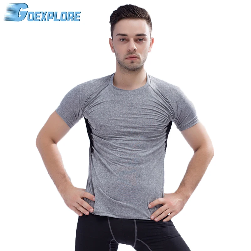 

Goexplore football men t-shirt sport fitness bodybuilding gym t shirt lycra breathable t shirt