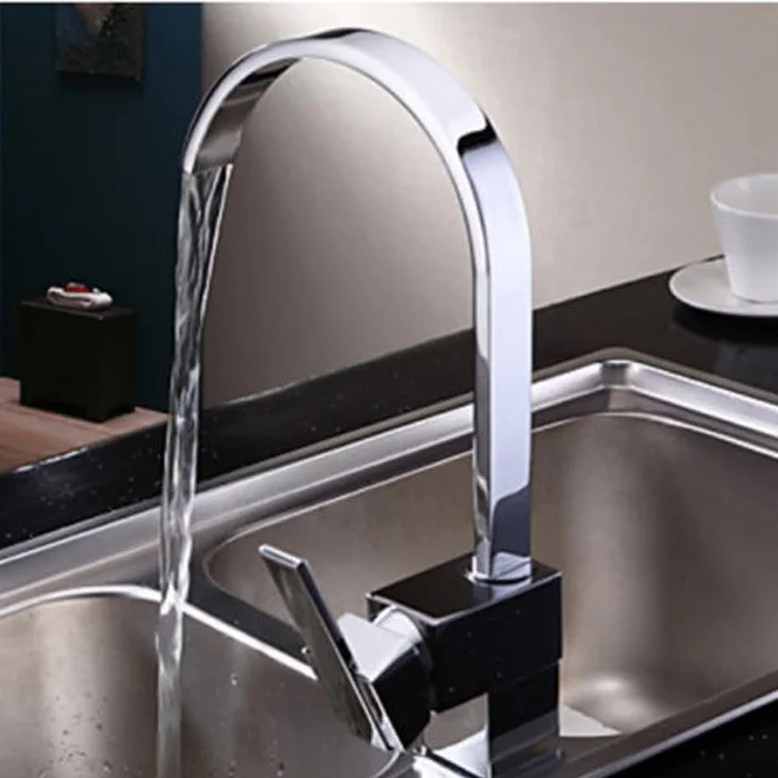 Новый современный хром кухни латунь носик одной ручкой раковина смеситель | Дом и