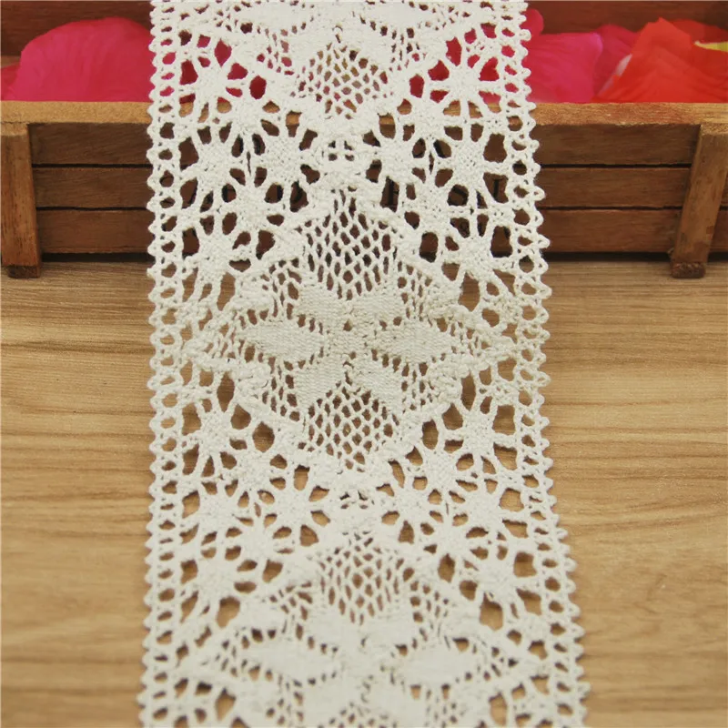 Оптовая продажа модных лент из хлопка 83 мм кружевная лента цвета слоновой кости