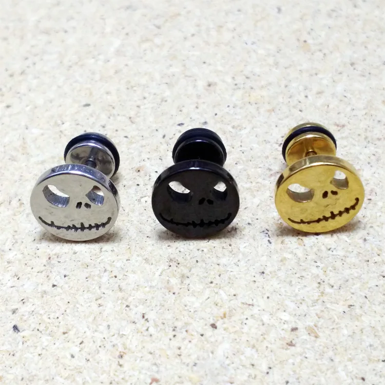 Женские и мужские серьги с изображением черепа монстра Skeleton Monster Head, цвет золото и черный, из нержавеющей стали, кольцевые серьги в виде черепа, украшения для ушей Brincos.