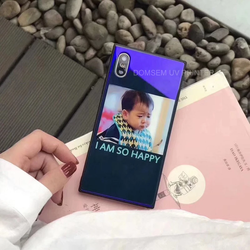 Индивидуальный DIY УФ-принтер для стеклянной задней крышки, чехол для iPhone X 10 6 6s 7 8 7 8plus XS TPU& закаленное стекло, задняя крышка, печать на заказ