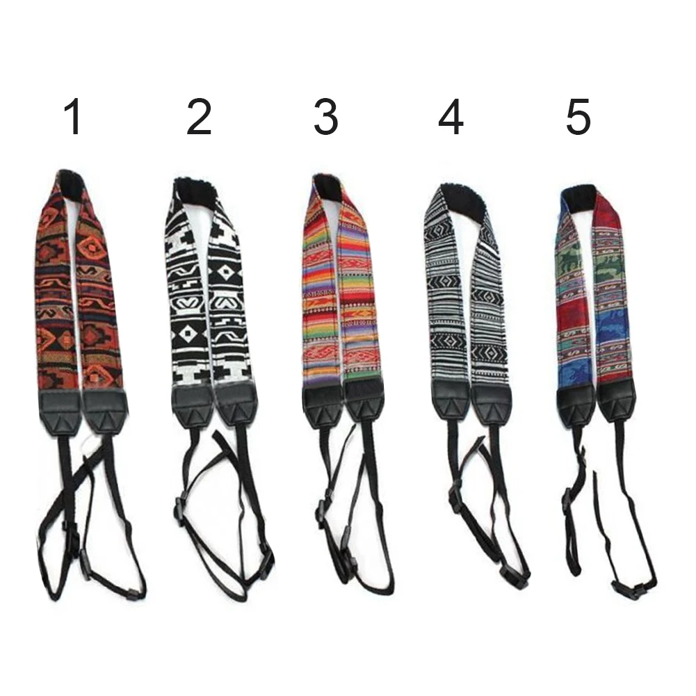 Retro Style Double Cotton Yard Colorful Pattern Camera Shoulder Neck Sling Hand Strap Belt
