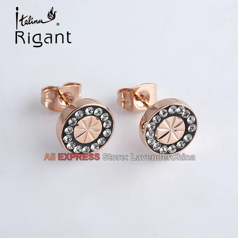 A1 e199 Italina Rigant Мода Rhinestone CZ Серьги гвоздики 18kgp кристалл|cz stud earrings|cz studsfashion earrings |