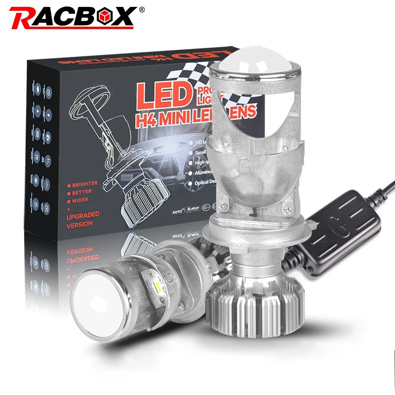 RACBOX H4 Led мини-проектор фары объектив Hi/Lo луч светодиодный налобный фонарь 5500 к белый 12 В 24 в автомобильный модифицированный Стайлинг