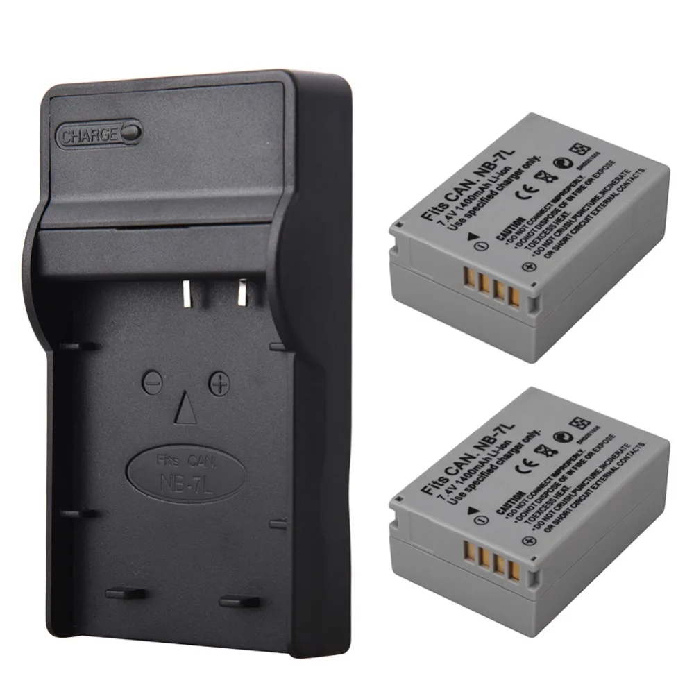 Аккумулятор для фотоаппарата 2x1400 мАч NB 7L NB7L + зарядное устройство USB Canon PowerShot G10 G11