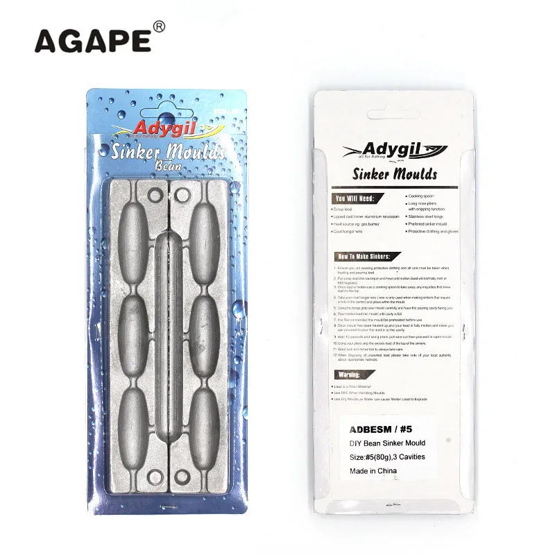 Agape DIY рыболовные бобы грузила форма ADBESM/#5 80 г 3 полости | Спорт и развлечения