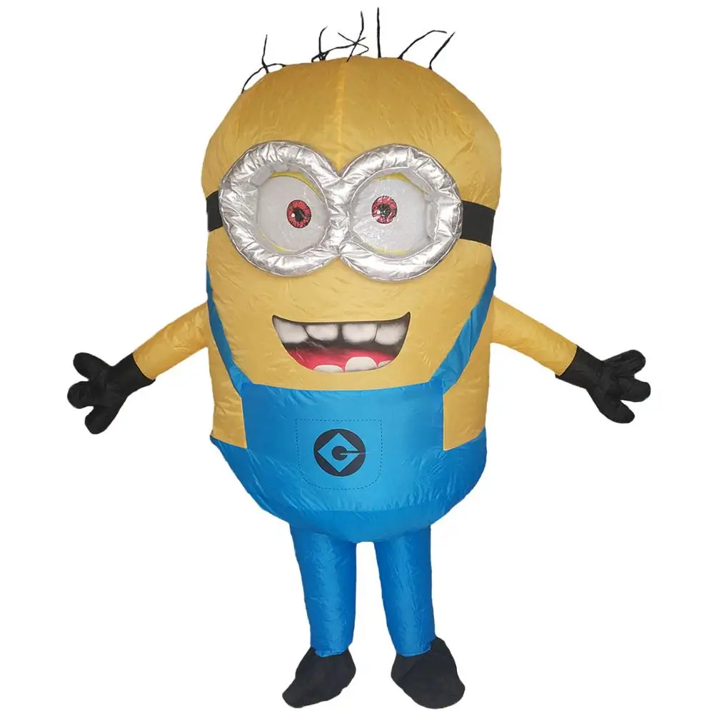 Blue Double Eyes Надувной костюм Миньона для женщин и мужчин, наряд для вечеринки на Хэллоуин, маскарадный костюм, карнавальный костюм, маскарадный костюм, красный, зеленый, синий - Цвет: Blue Double Eyes