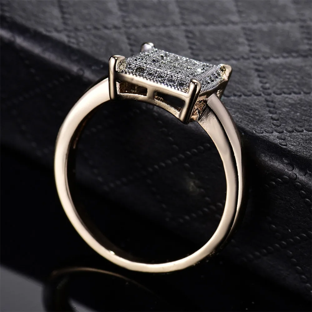 Женское кольцо с кристаллом moliam золотого цвета квадратная форма из кубического