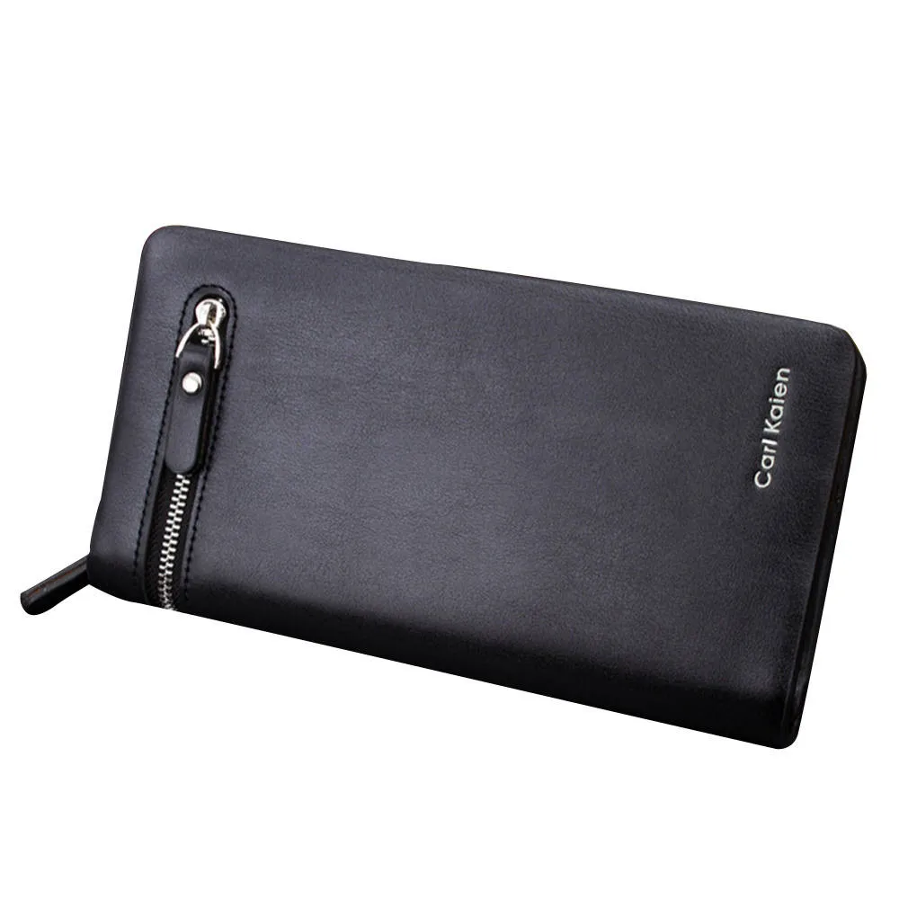 Aelicy Men Long Large Capacity PU Leather Wallets Male Business Black Brown Clutch Double Zipper Wallet Bags Coin Purse | Багаж и сумки