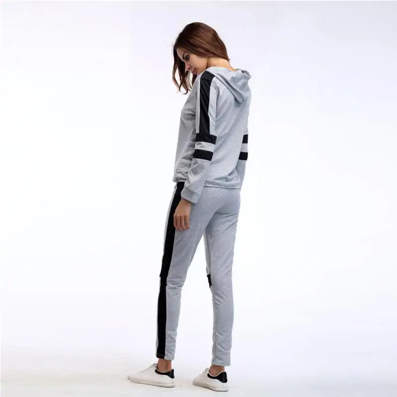 2018 Осень Slim Fit пикантные пупочной с капюшоном длинными рукавами хлопковый костюм