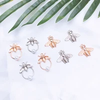 10pcs bees insect charms silver gold metal pendants pearl bees floating earring bracelets diy charms jewelry accessories yz243