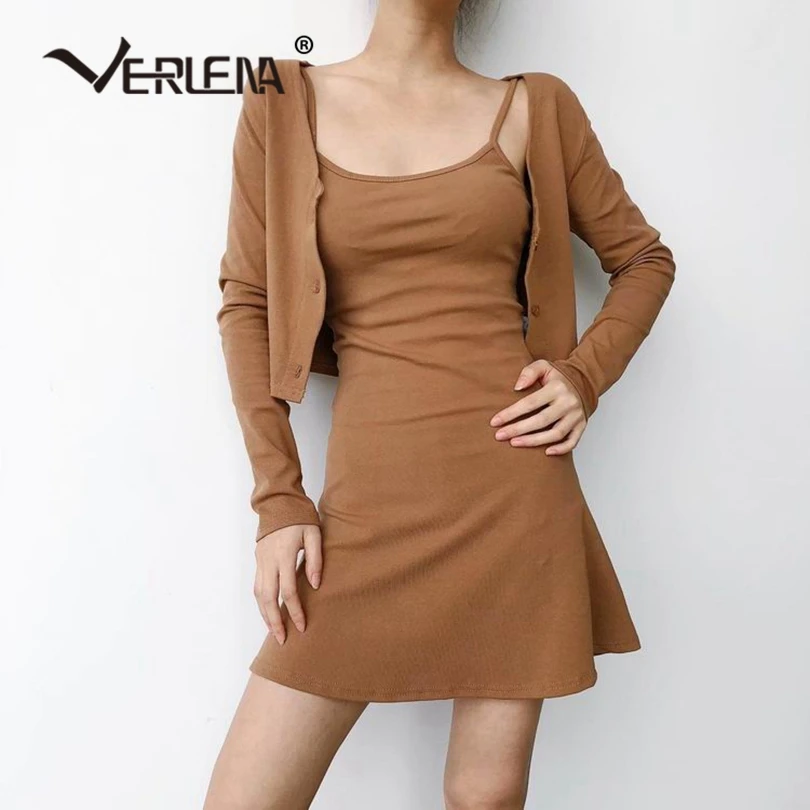 Verlena 2019 Женский комплект из двух предметов летнее платье на бретельках и кардиган