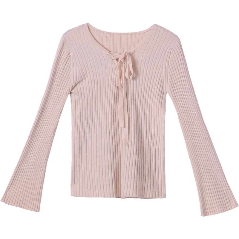 Sweater Pullover Female Autumn 2018 New Korean Edition Long Sleeve Slim Bottom Shirt Top Knitted Fashion MX17D5130 | Женская одежда