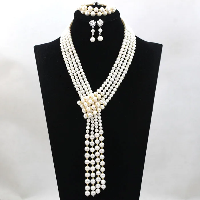 Романтический свадебный аксессуар набор ювелирных изделий свадебные белые