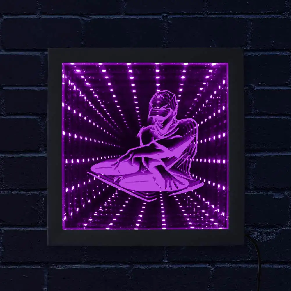 

Портрет диджея светодиодный Вихрь туннель Межзвездный деревянная рама для зеркала музыка подарок мужчине пещера современная новинка наст...