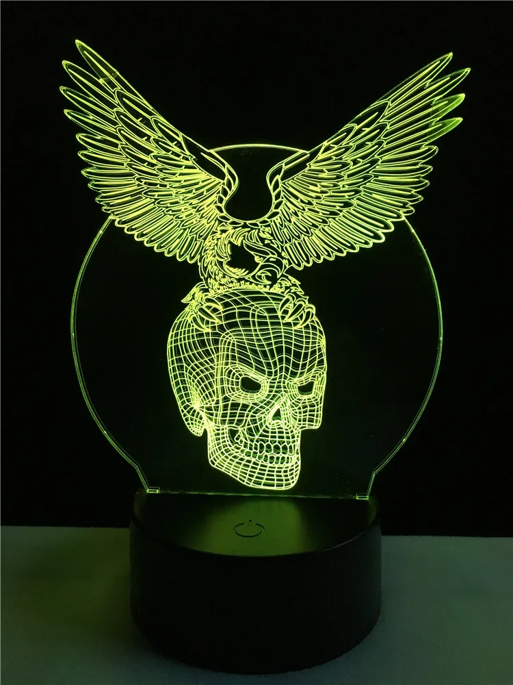 GAOPIN Хэллоуин орел в форме черепа 3D Lamplight светодиодный USB Ночная Атмосфера свет многоцветный сенсорный или удаленный Luminaria пеленальный столик лампа