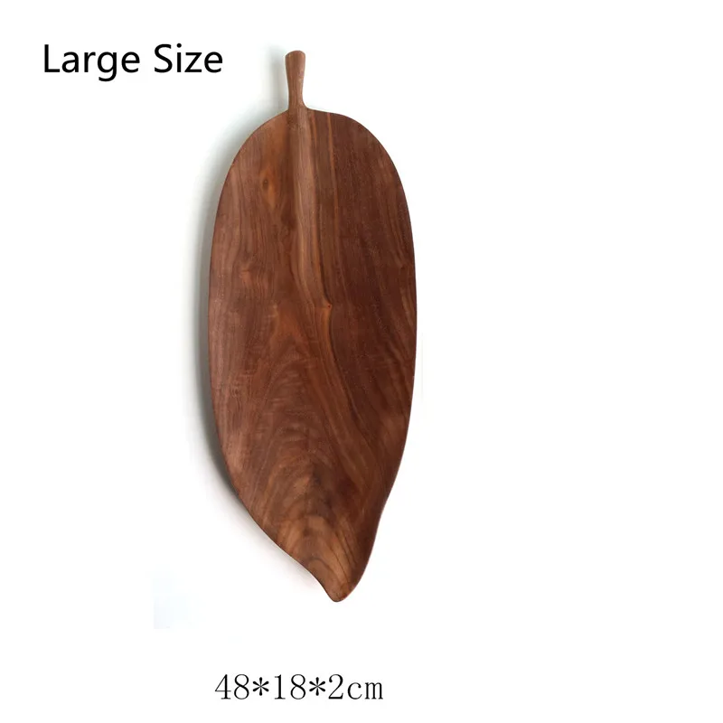 JJ1435G48x18CM Грецкий орех, Резиновая деревянная тарелка, фруктовое блюдо, тарелка, чайный поднос, десертный ужин, хлеб, лист, узор, деревянная тарелка, поддоны для хранения - Цвет: JJ1435G48x18CM