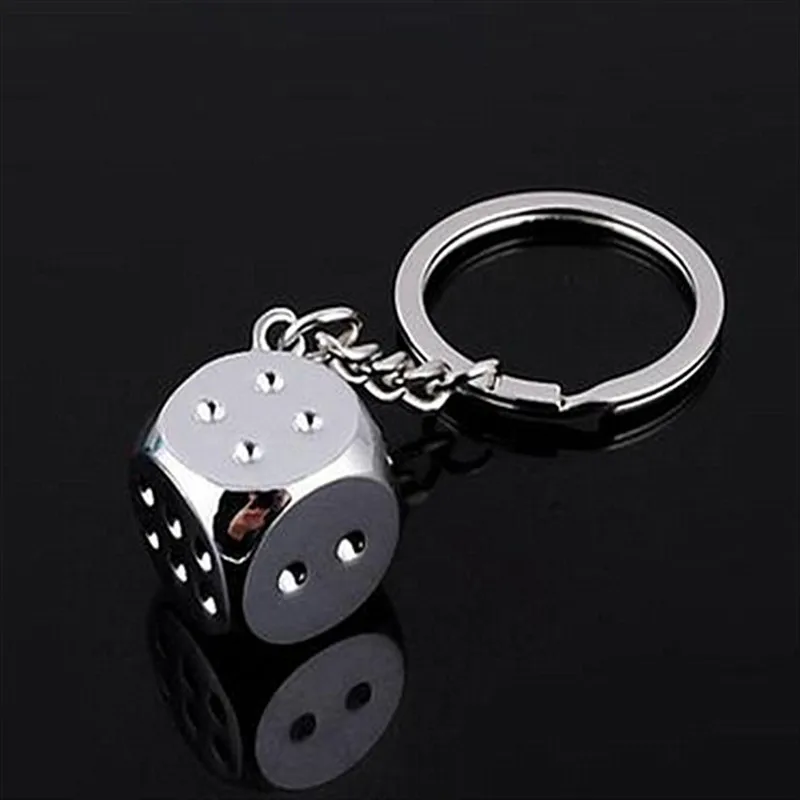 

100pcs/lot Creative style Key Chain alloy Metal Dice Model Alloy Keychain For Car Key Ring