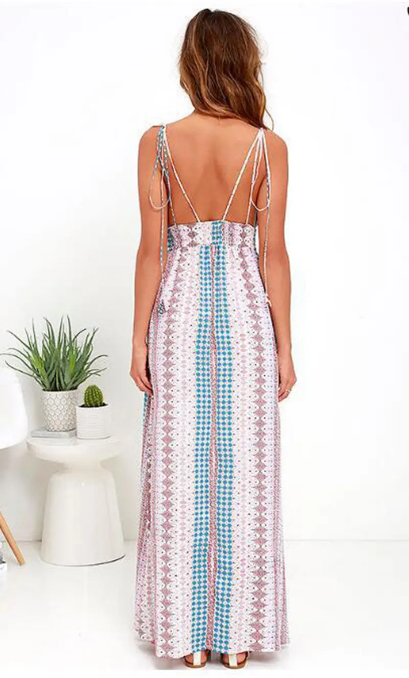 Для женщин Лето Boho Повседневное длиной макси Вечеринка пляжное платье