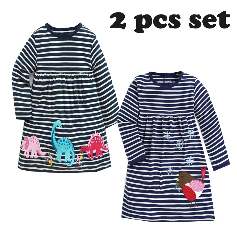 Jumping meters Appliques Toddler Girls dresses baby cotton clothing Christmas Gift autumn Children long sleeve kid dress | Детская