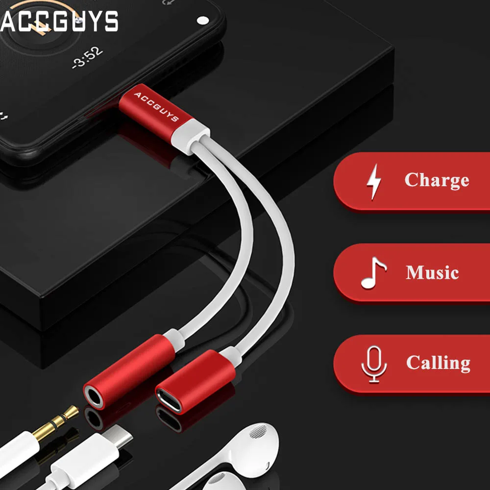 ACCGUYS 2 в 1 USB Тип C до 3 5 мм Женский Aux аудио наушники зарядное устройство адаптер для
