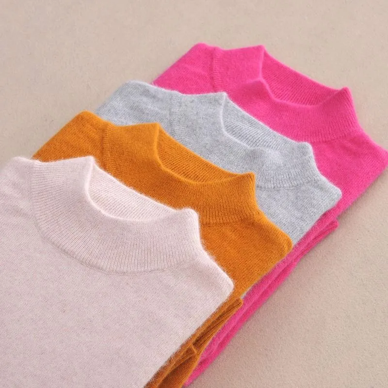 Fashion Cashmere Blended Knitted Sweater Women Tops Autumn Winter Turtleneck Pullovers Female Long Sleeve Solid Color S01 | Женская