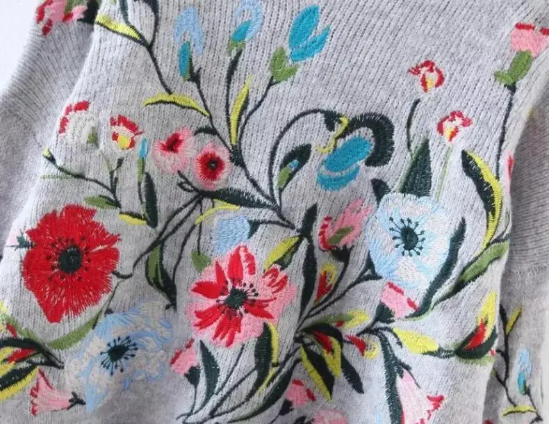 CHICEVER Spring Embroidery Floral Women Sweater Jumper Top Long Sleeve Pullovers O neck Female Sweaters Clothes Fashion Korean Женская