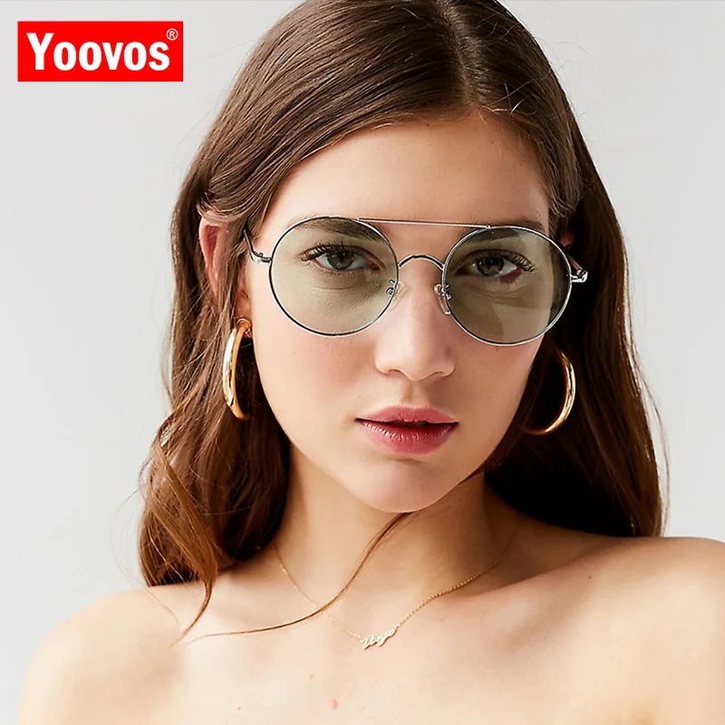Yoovos круглые женские солнцезащитные очки из сплава женские роскошные очки с океанскими линзами винтажное зеркало Oculos De Sol Feminino UV400