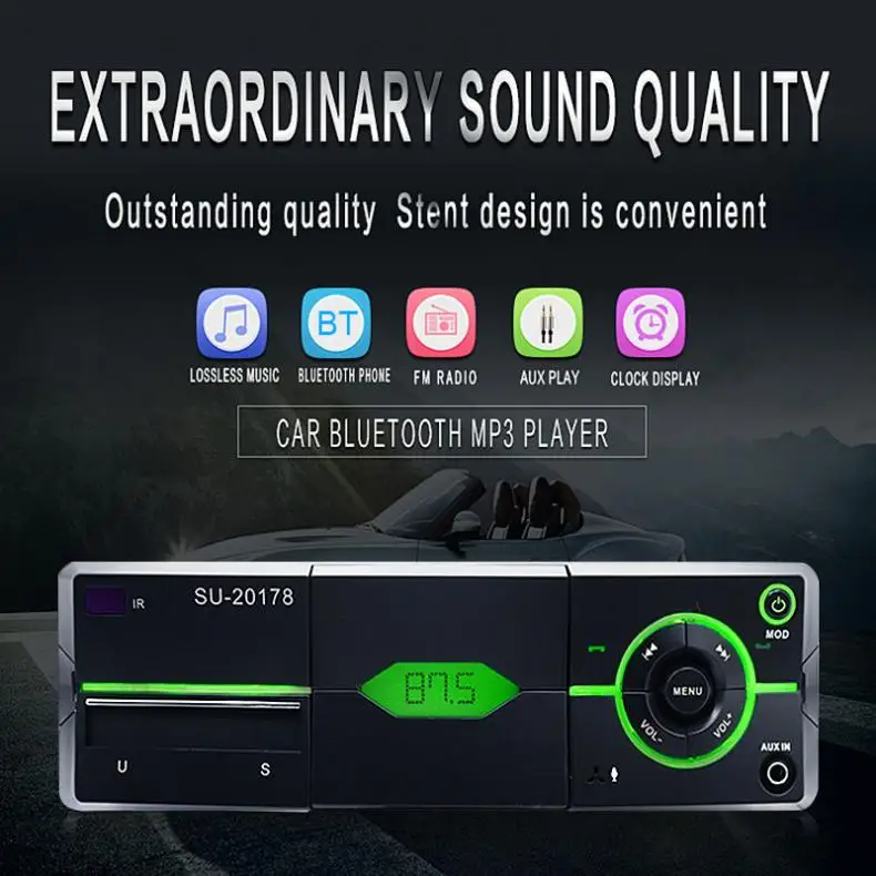 Bluetooth 12V Авто Радио MP3 плеер автомобиля стерео аудио Поддержка FM USB SD AUX с пультом