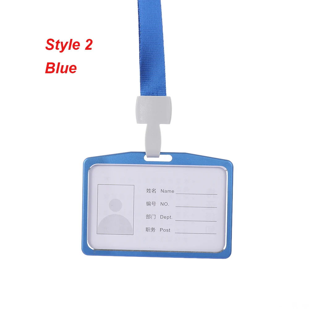 style2 blue Офис школа ID Бизнес чехол держатель для карт алюминиевый сплав имя работника ID карта Обложка металлический рабочий сертификат идентификационный значок тег - Цвет: style2 blue