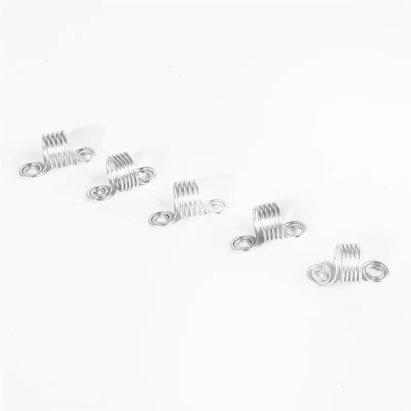Silver 10 шт. разноцветные кольца для волос 12x24 мм дреды аксессуары для волос бусины Регулируемые кольца для волос для женщин Золотая спираль для плетения волос - Цвет: Silver
