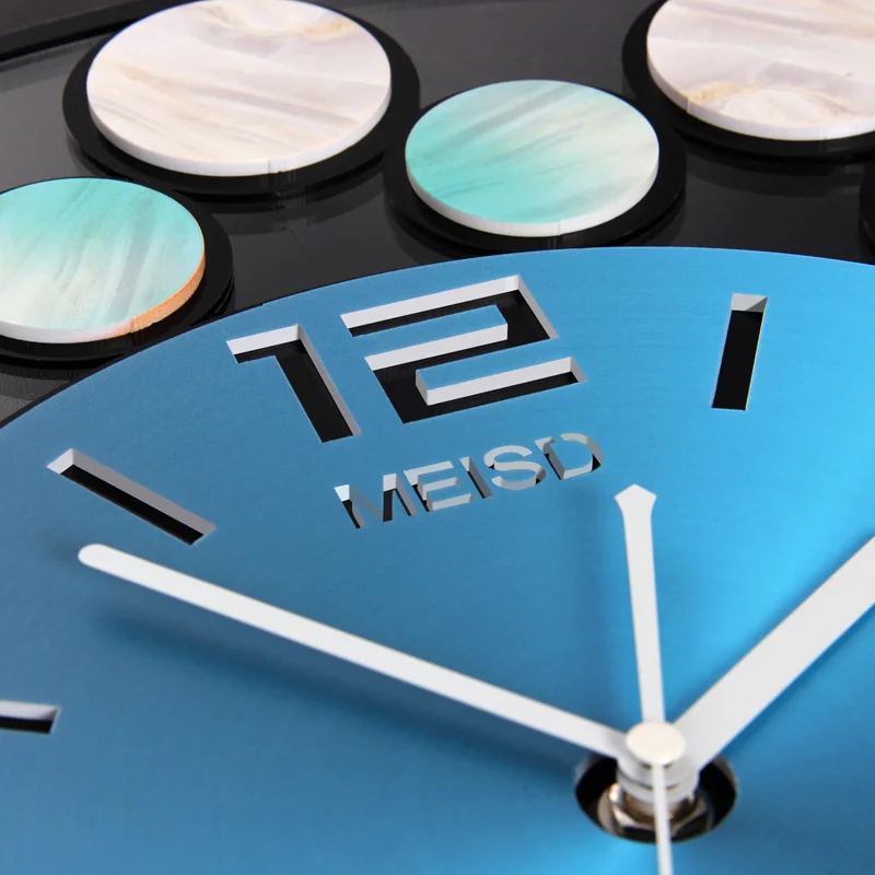 

MEISD Quality Acrylic Printing Wall Clock Hanging Wall Art Poster Watch Quartz Home Living Room Blue Round Horloge Free Shipping
