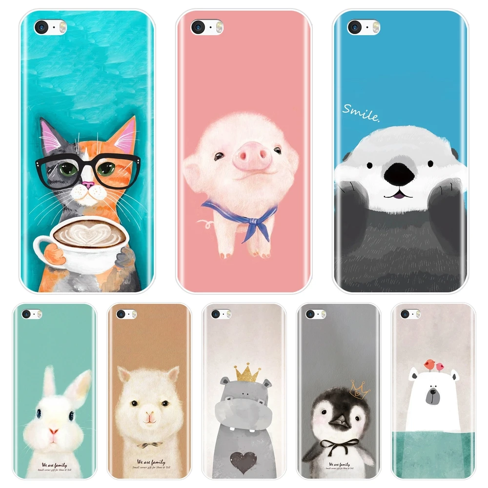 Чехол для телефона из ТПУ iPhone 5C мягкий силиконовый чехол с розовой Свинкой кошкой