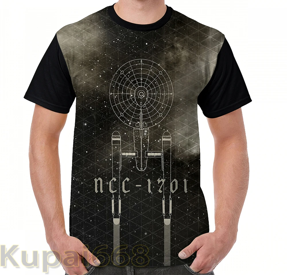Фото Забавная футболка с графическим принтом мужские топы футболки Starship NCC 1701 женская