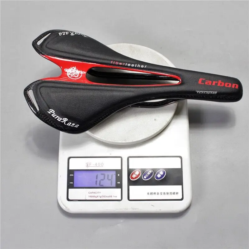 

Raza Carbon Fiber MTB Mountain Road Bike Saddle Seat Comfort Genuine Leather Racing Seats Hollow Design Bike Racing Saddle