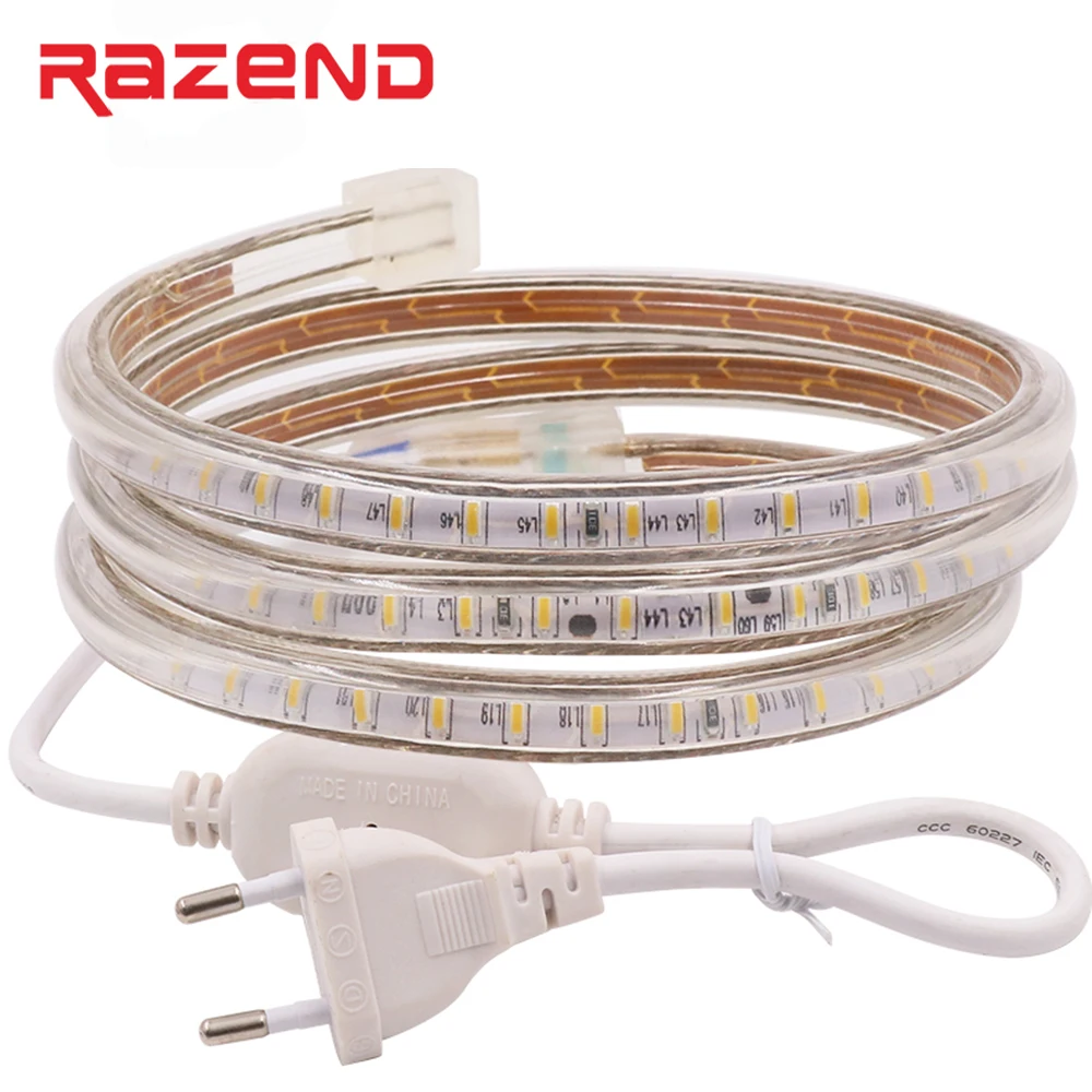 Светодиодная лента 120 светодиодов/м SMD 3014, 2835, 220 В, 5050, 60 светодиодов, 1 м, 5 м, 10 м, 15 м, 20 м, 25 м, 50 м, 100 м