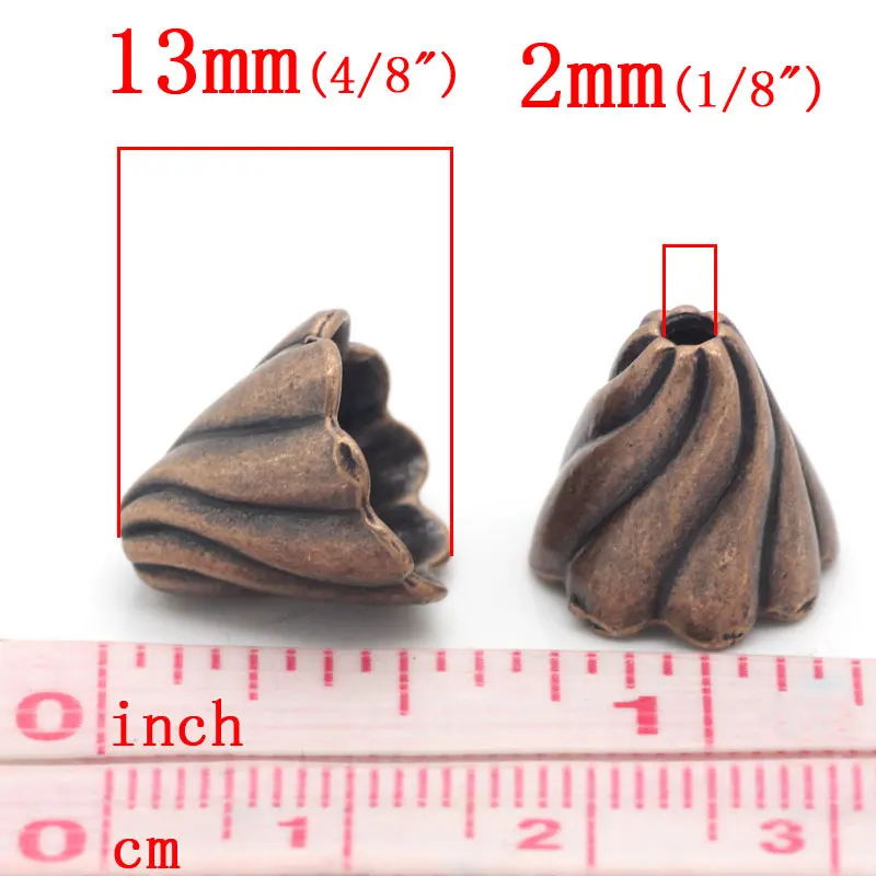 Бусины DoreenBeads из цинкового сплава конусные античные медные (подходит для бусин 12