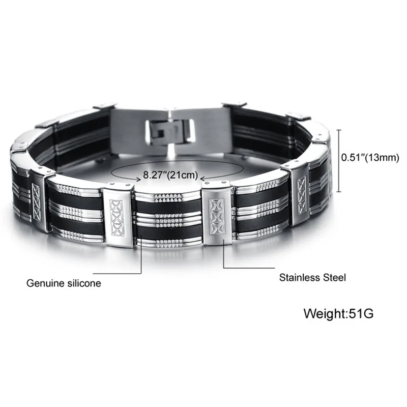 Браслет C508 @ 17 TT 88 мужской из нержавеющей стали и силикона|man jewelry accessories|bracelet stainless