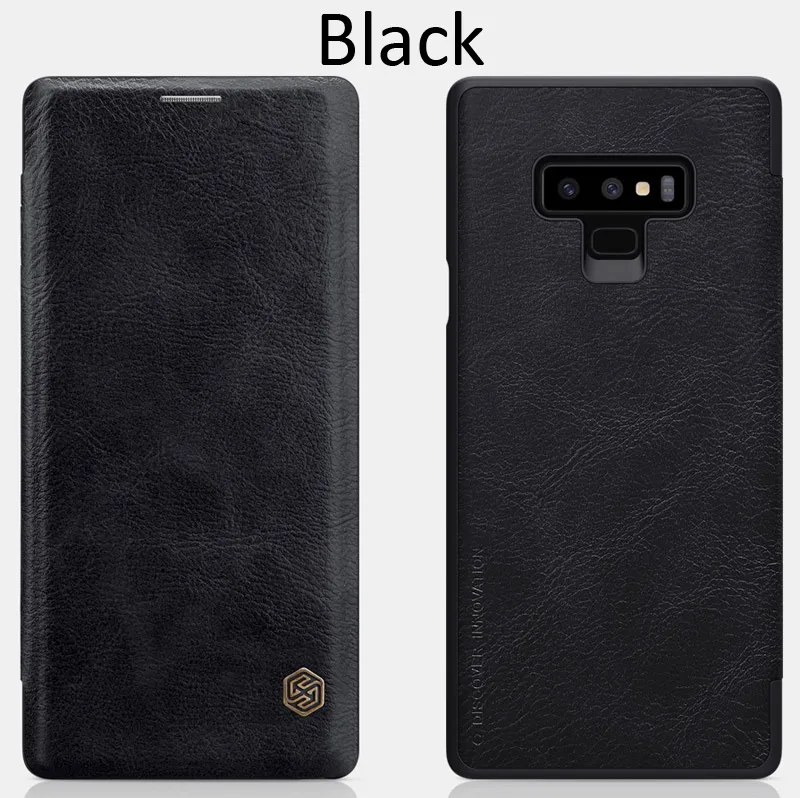 Black Кожаный чехол-книжка Nillkin Qin для samsung Galaxy Note 9 - Цвет: Black