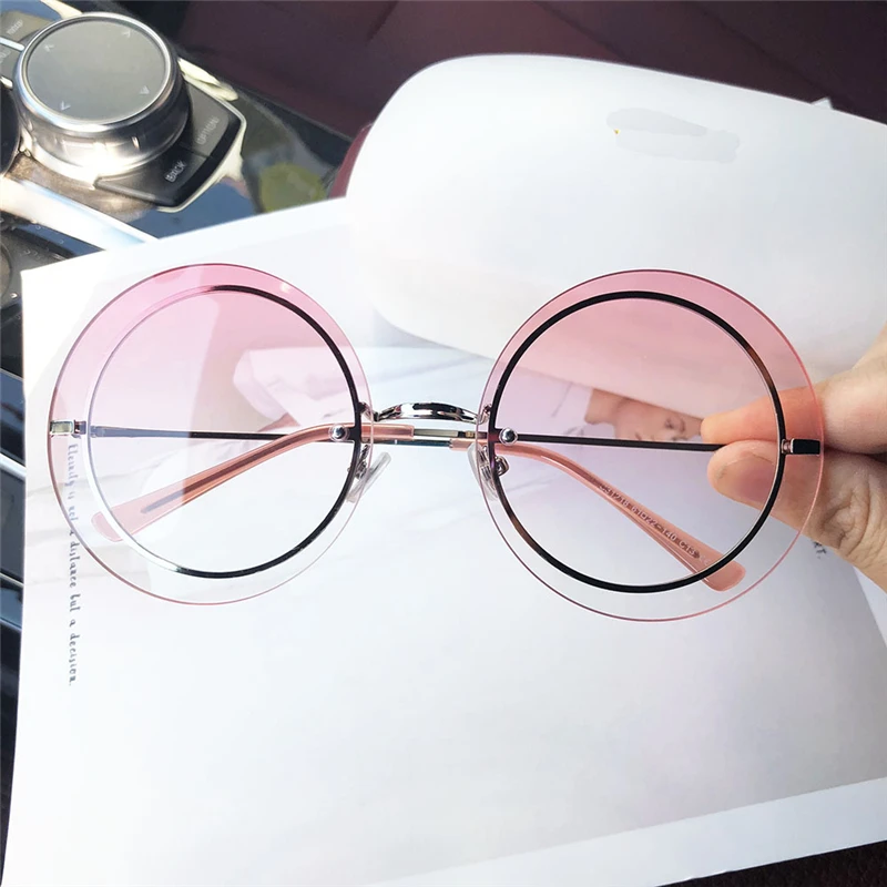 Очки солнцезащитные женские круглые без оправы с градиентом | Аксессуары для