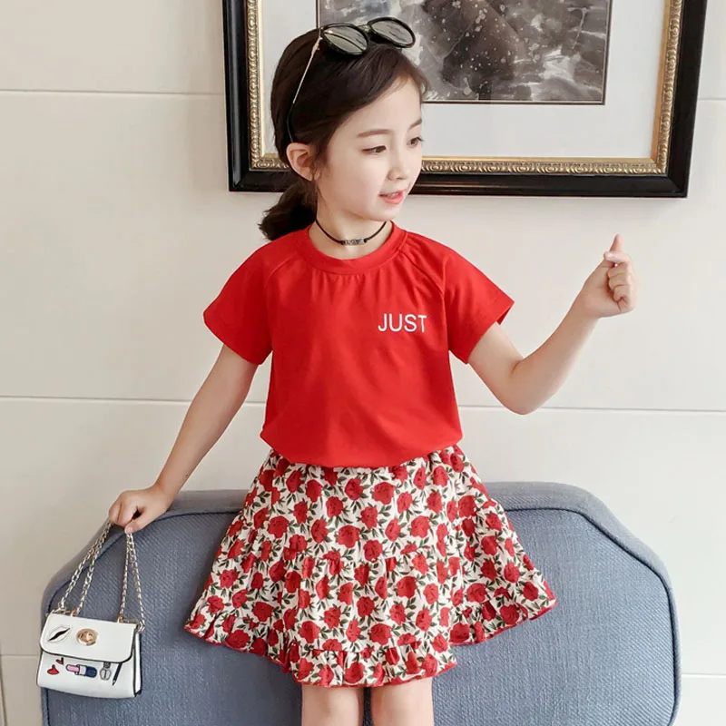 Комплекты для девочек 2020 Новая летняя детская одежда Милая Красная Сетчатая