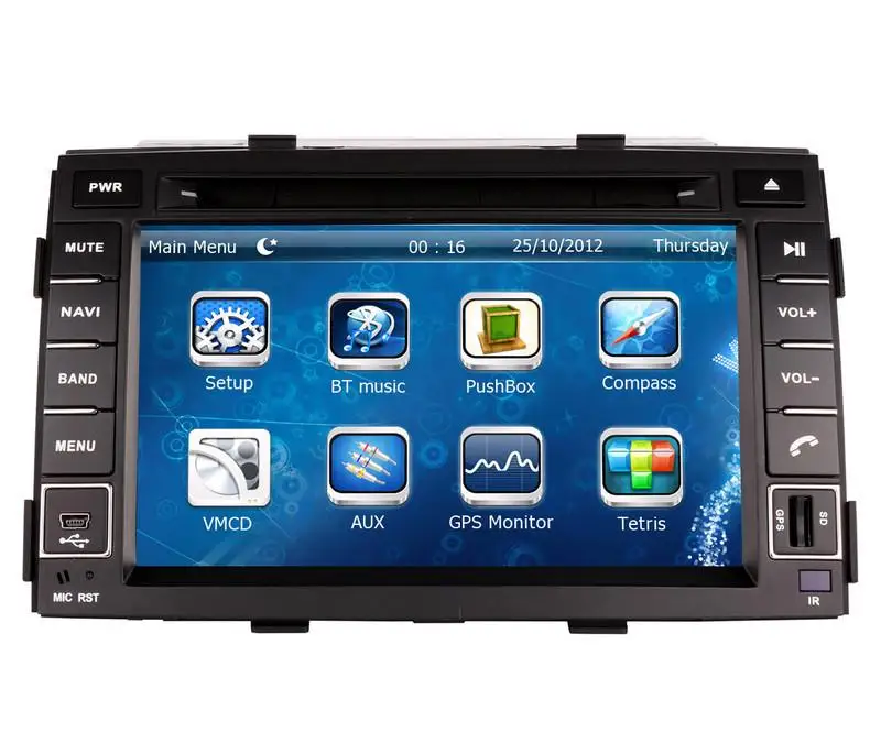 " in-dash автомобильный dvd-плеер с gps(опционально), аудио Радио стерео, USB/SD, AUX, BT/tv, Автомобильный мультимедийный головной убор для Kia SORENTO 2011