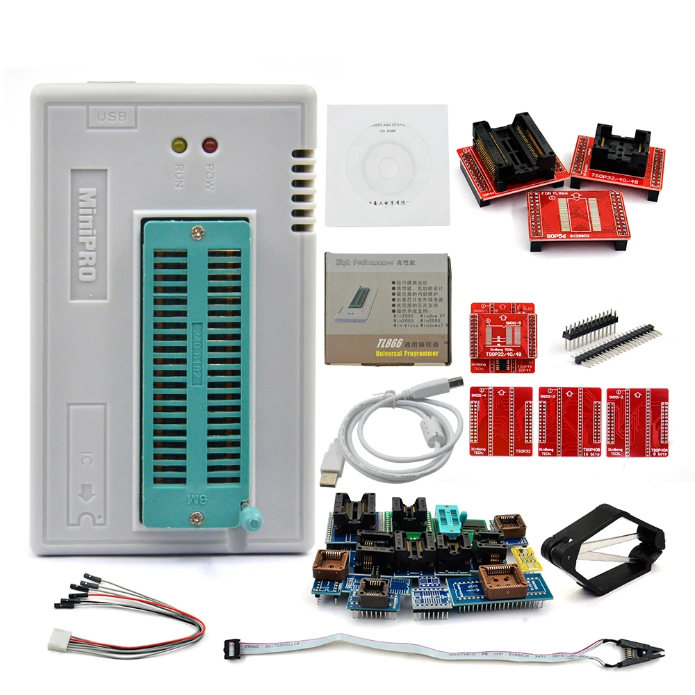 100% оригинальный новый TL866II Plus Универсальный программатор Minipro + 24 адаптера