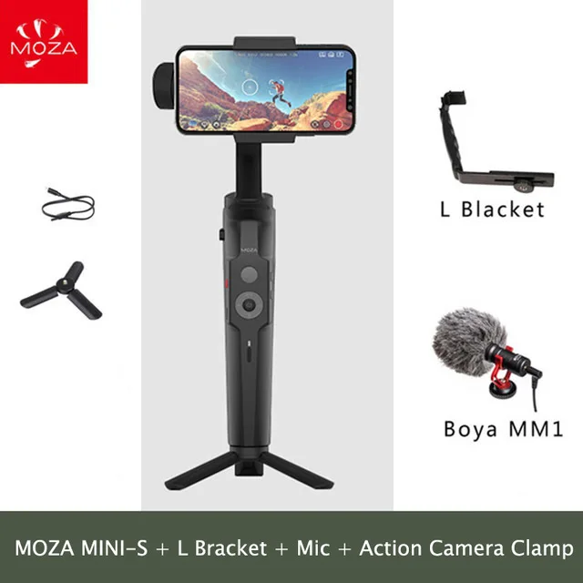 Moza Mini-S складной 3-Axis смартфона Gimbal ручной Vlog стабилизатор для GoPro iPhone X huawei VS Moza Mini-Mi Zhiyun Smooth 4 - Цвет: Mini-SClampLMM1