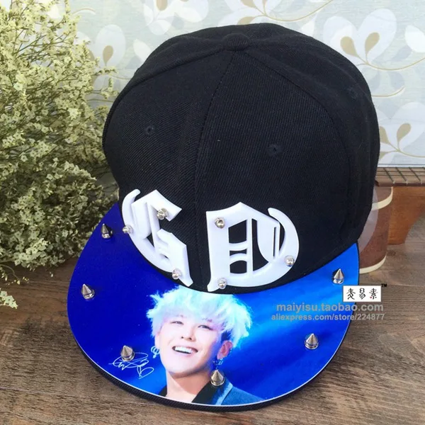 Модная корейская модная крутая GD Bigbang g-dragon Шипы Заклепки Kpop 3D акриловая шляпа бейсбольная Кепка в стиле хип-хоп Регулируемая Кепка - Цвет: 2